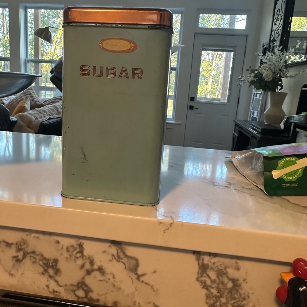 Vintage Green Sugar Tin